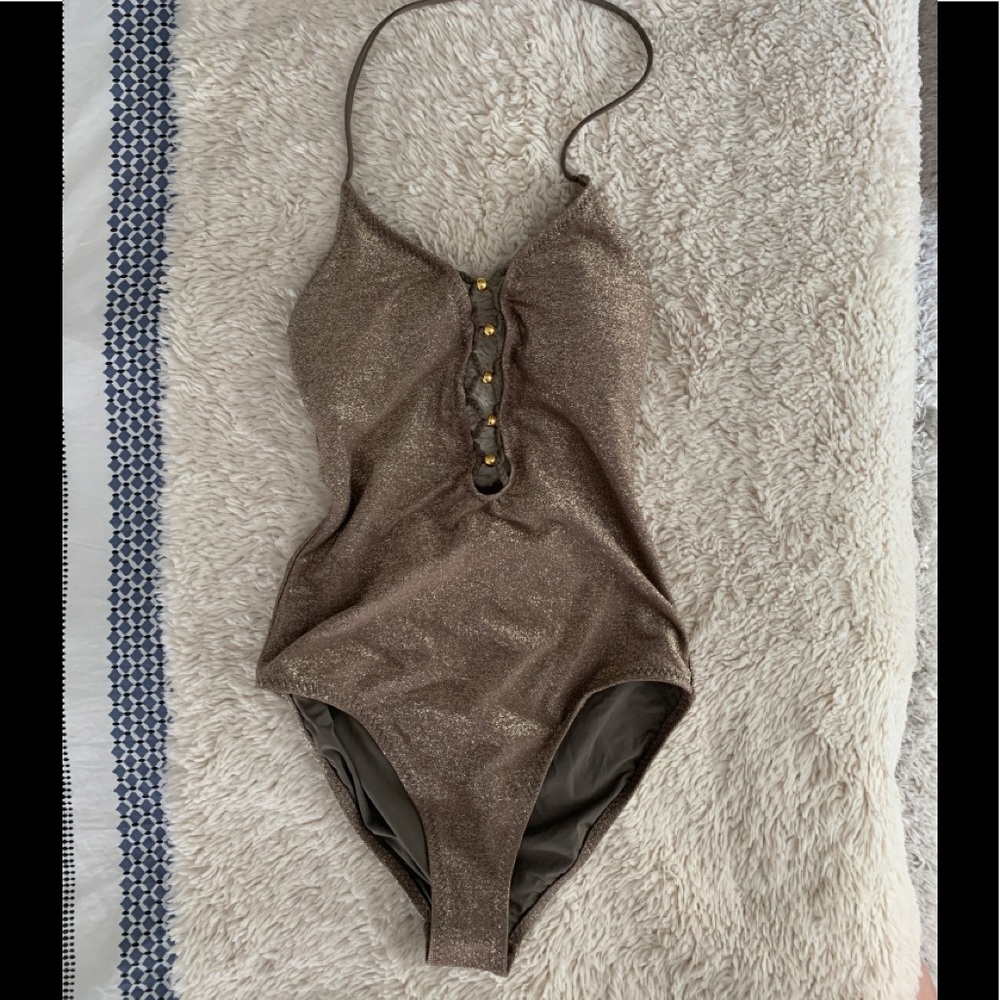 Red Carter Metallic One-Piece Swimsuit